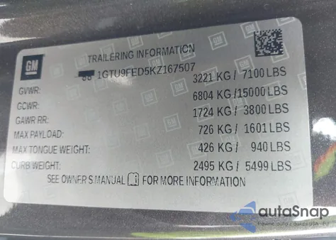 2019 GMC Sierra 1500 Denali from USA, damaged, VIN 1GTU9FED5KZ167507